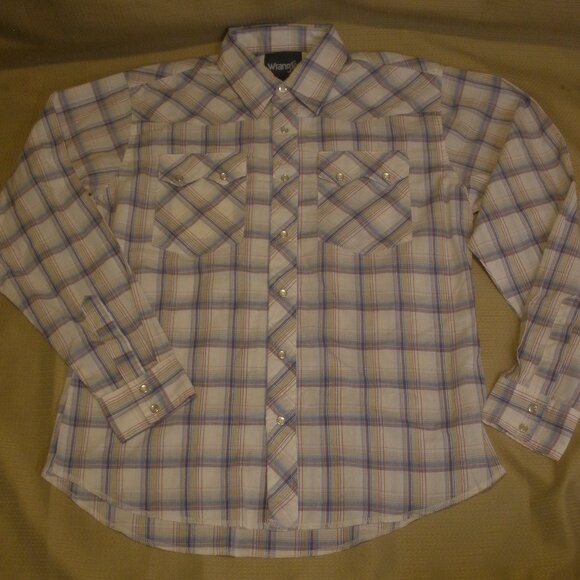 Wrangler Other - Wrangler Pearl Snap Vintage 90s Button Up Mens Shirt Size S Yoked Long Sleeve